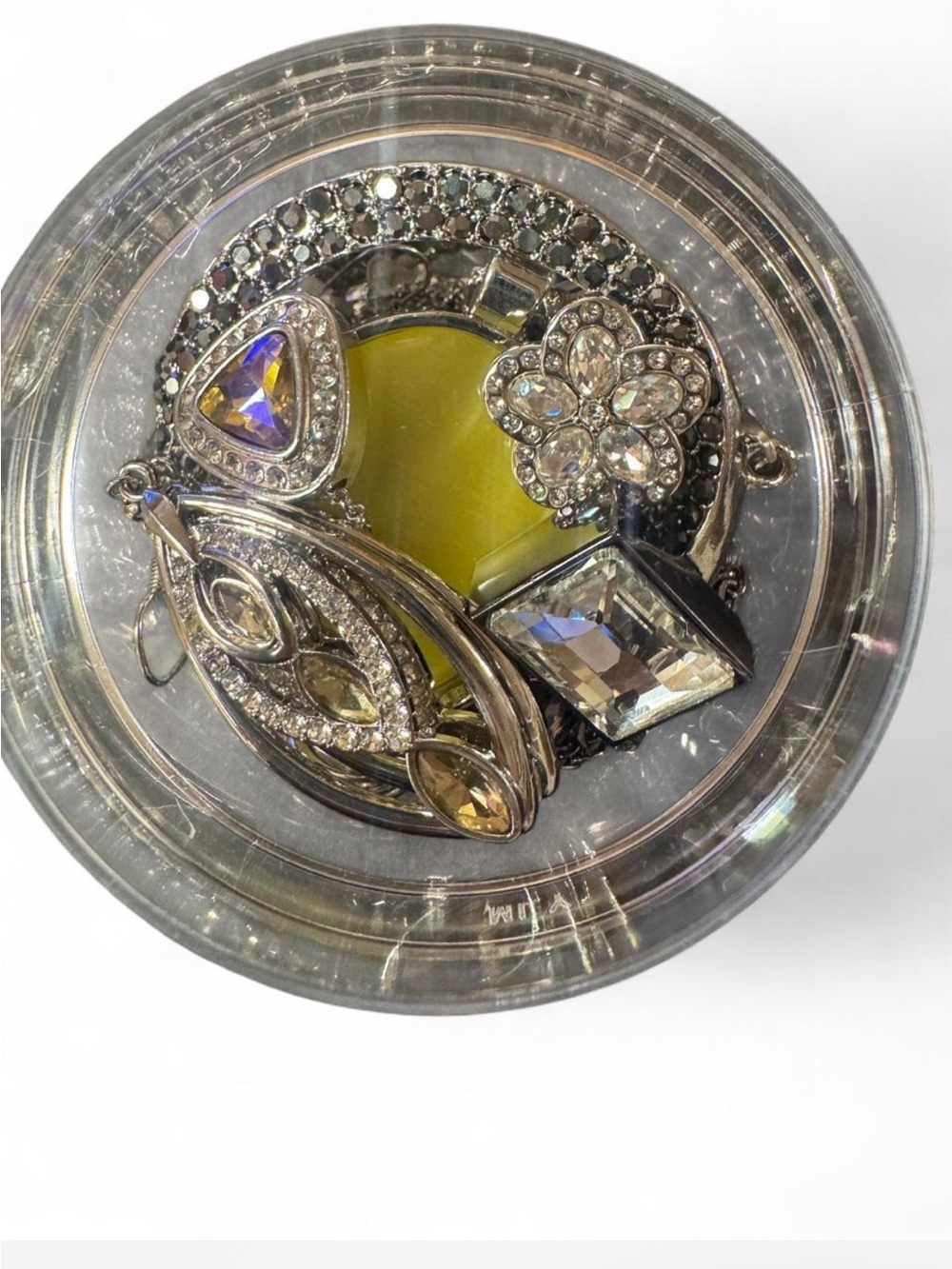 Beautiful Silver Tone Jewelry Jar